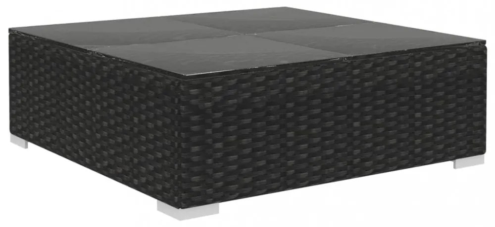 12 részes fekete polyrattan kerti bútorszett párnákkal