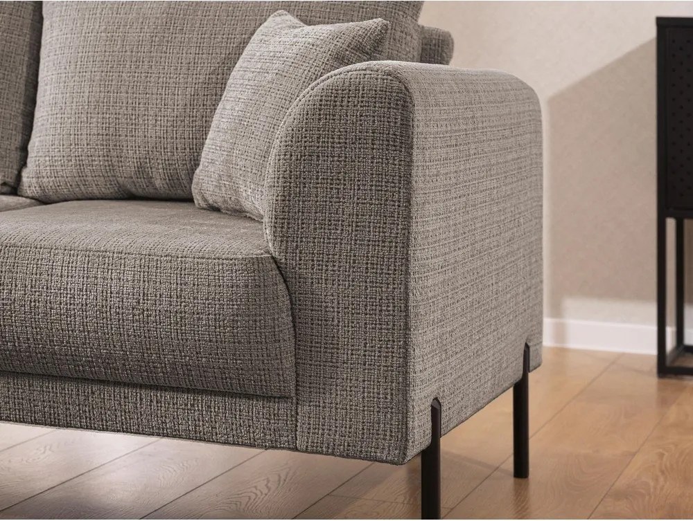 Szürkésbarna zsenília sarokkanapé (bal oldali-L alakú) Mauris – Ropez