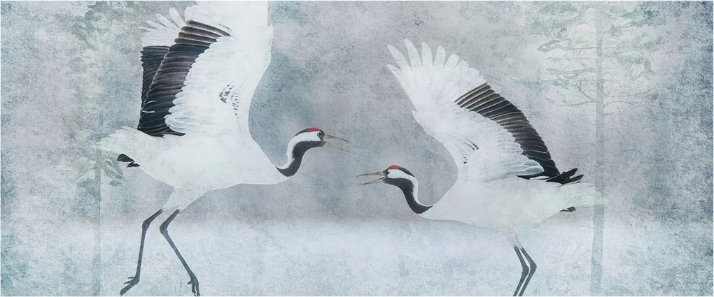 Fotótapéta Flizelin az Otthon szobájába 3D Harmonikus daruk 250x104 Ragasztó