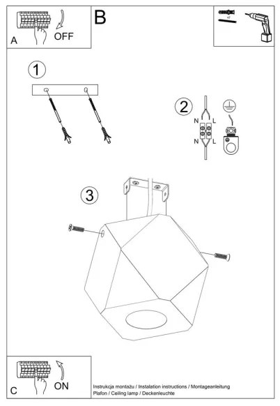 Sollux SL.1009 - Mennyezeti lámpa WOODY 1xGU10/40W/230V