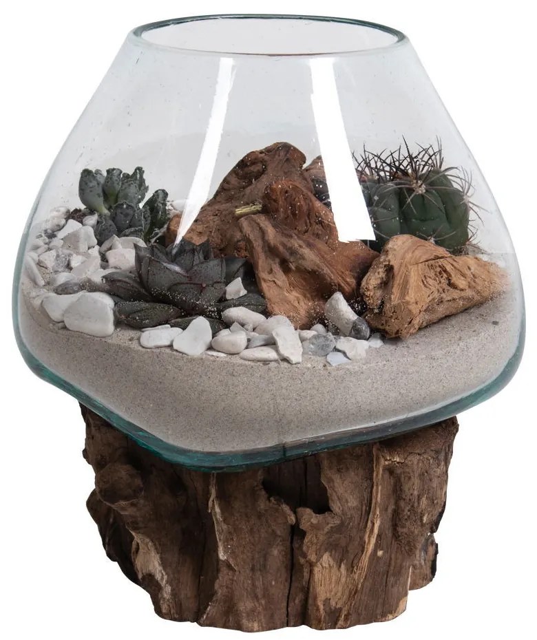 San Marino vízcsepp asztali dekoráció, teak fa/üveg, 20 cm