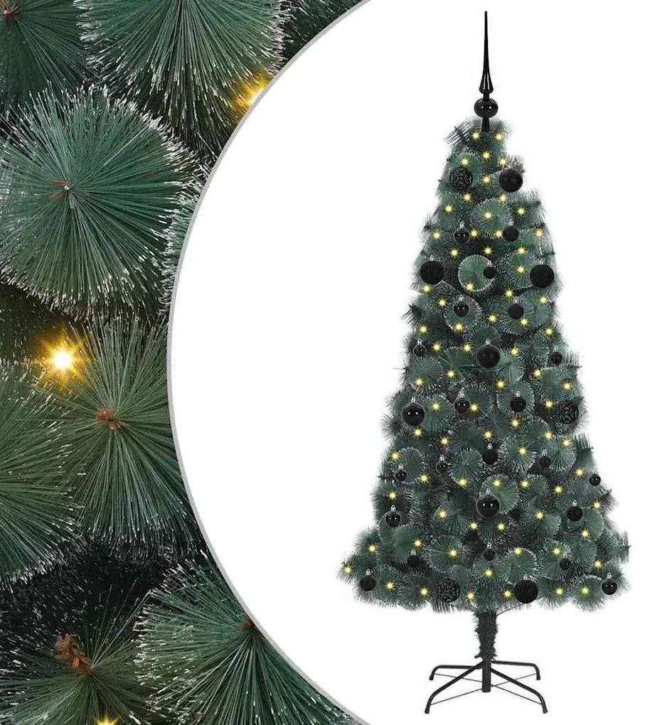 Mesterséges, előre világított karácsonyfagaléria gömbkészlettel