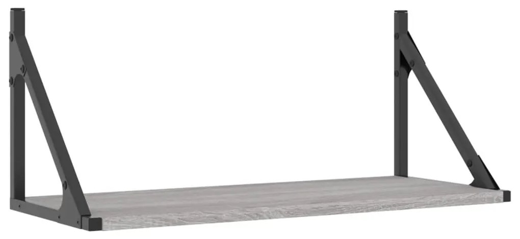 2 db szürke sonoma színű szerelt fa fali polc 60 x 25 x 25,5 cm