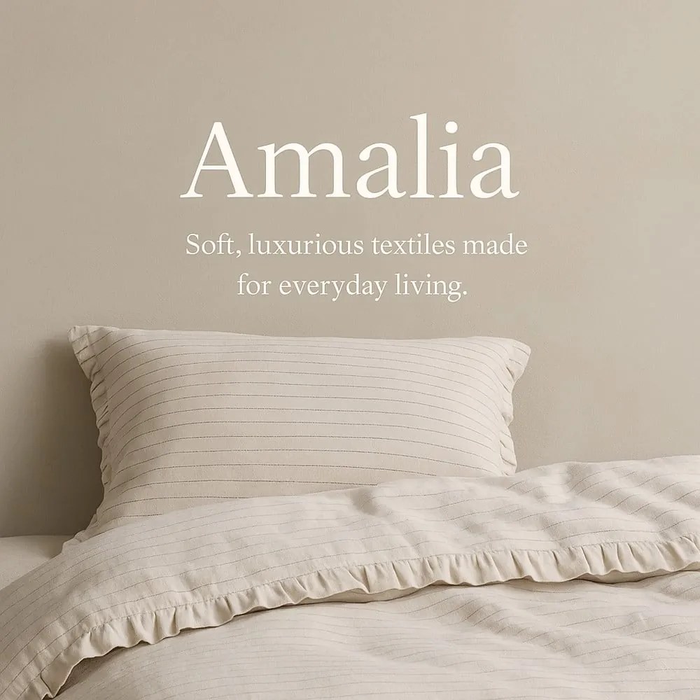 Bézs egyszemélyes renforcé pamut ágyneműhuzat 140x200 cm Amalia Striped – Mila Home Luxury