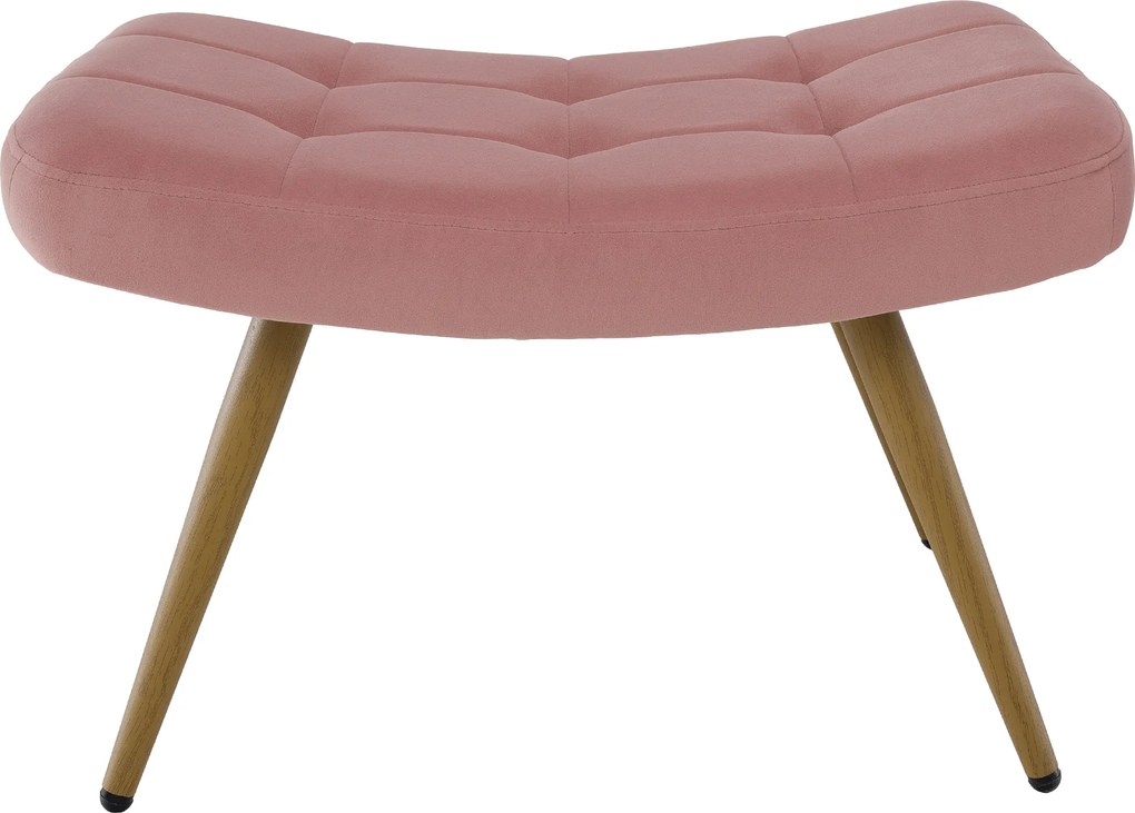 Fotel lábtartóval, rózsaszín Velvet szövet/tölgy, HABEN