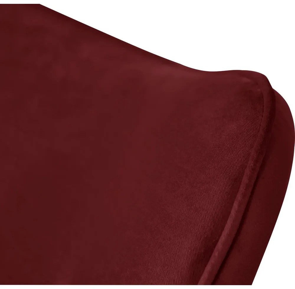 Piros bársony fotel lábtartóval Niko – Ropez