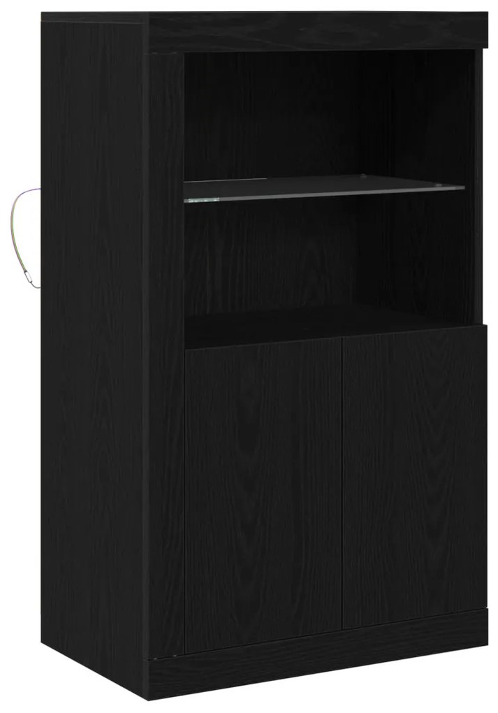 LED világítással ellátott fekete tölgyelő szekrény 60,5x37x100 cm