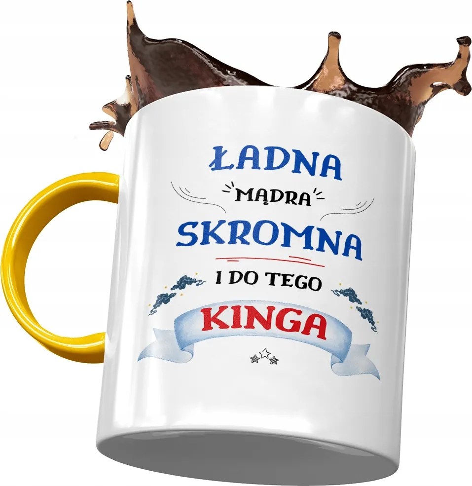 Sárga Bögre Kinga Barátnőnek Ajándék Nyomtatott Fotóval