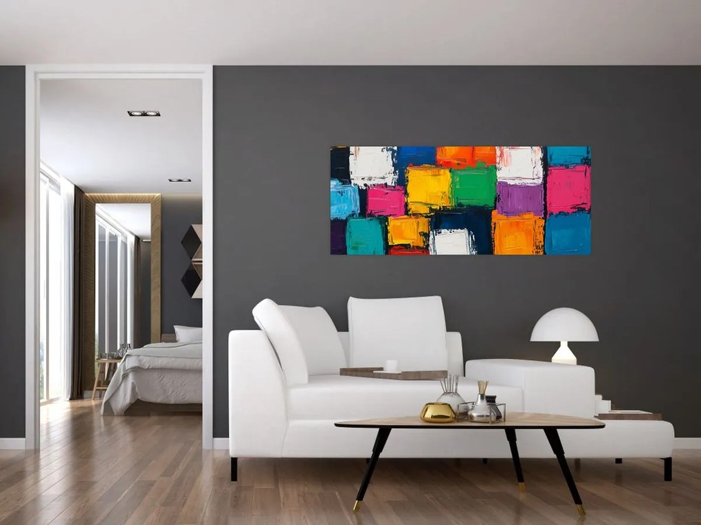 Kép - Színes négyzetek festménye (120x50 cm)