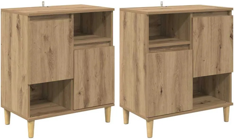 vidaXL Oldalszekrények 2 pcs Artisan tölgy 60 x 35 x 70 cm Faanyag
