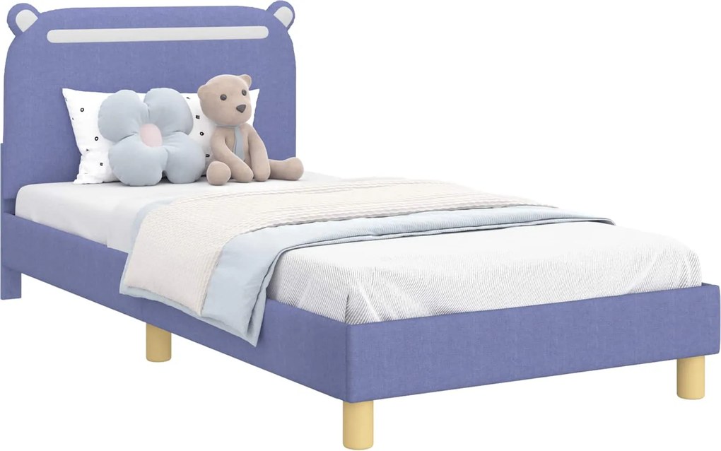 vidaXL Gyerekágy kerettel fejtámlával Farmerkék 80 x 200 cm szövet