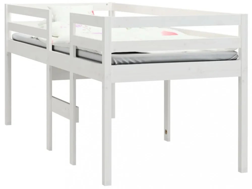 fehér tömör fenyőfa magasított ágy 90 x 190 cm