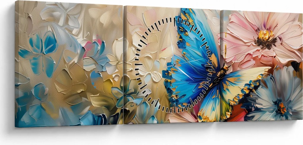 Kép - Virágok és pillangók festése (órával) (90x30 cm)