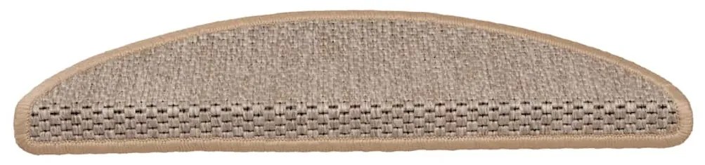 15 db szizál hatású világos bézsszínű lépcsőszőnyeg 56x17x3 cm
