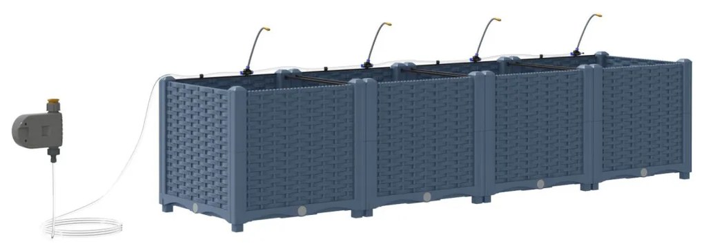 Kerti ültetők Szürke 160 x 40 x 37.5 cm Acél