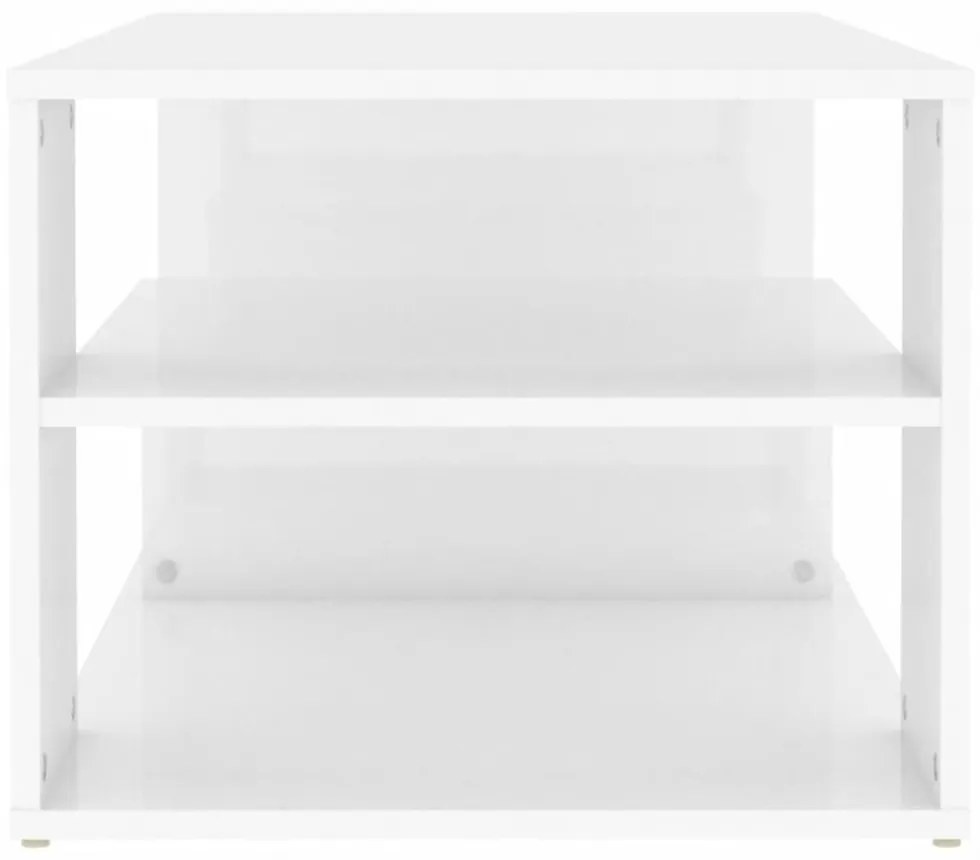 fehér magasfényű szerelt fa dohányzóasztal 100 x 50 x 40 cm