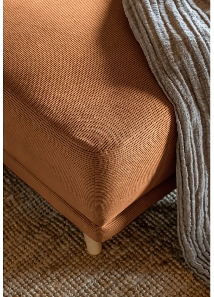 Téglavörös kordbársony kinyitható sarokkanapé (jobb oldali-U alakú) Lazy Lukka – Miuform