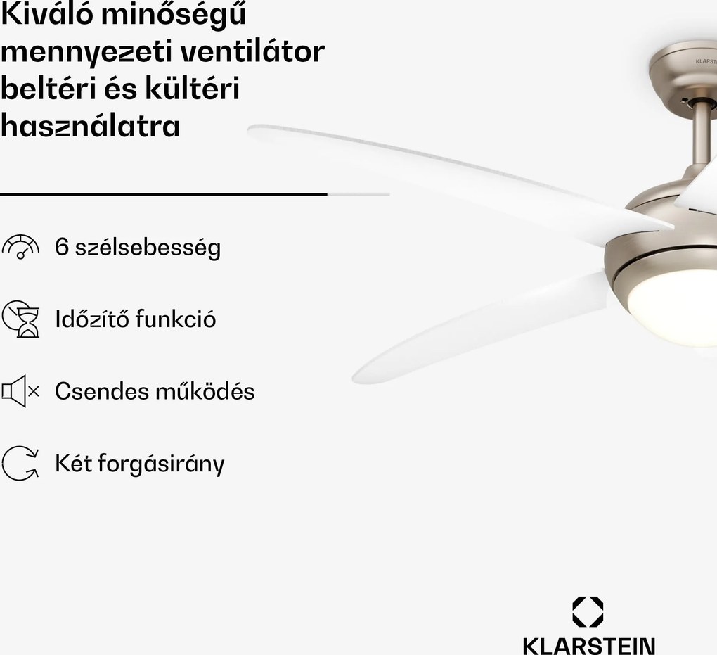 Klarstein Bolero mennyezeti ventilátor világítással | 132 cm | 35 W | Csendes működés | Fa