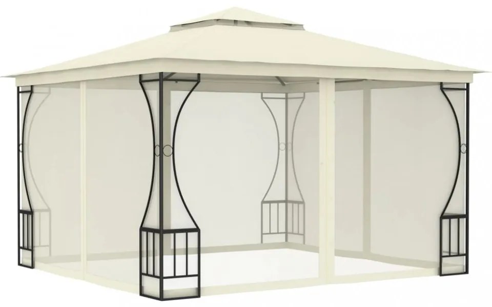 krémszínű pavilon hálóval 300 x 300 x 265 cm