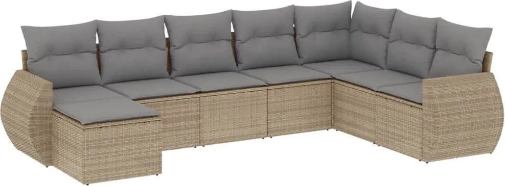 vidaXL 8 részes bézs polyrattan kerti ülőgarnitúra párnával