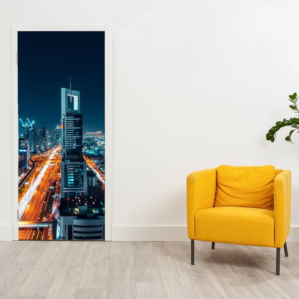 Fotótapéta ajtóra - Dubai éjszaka (95x205cm)