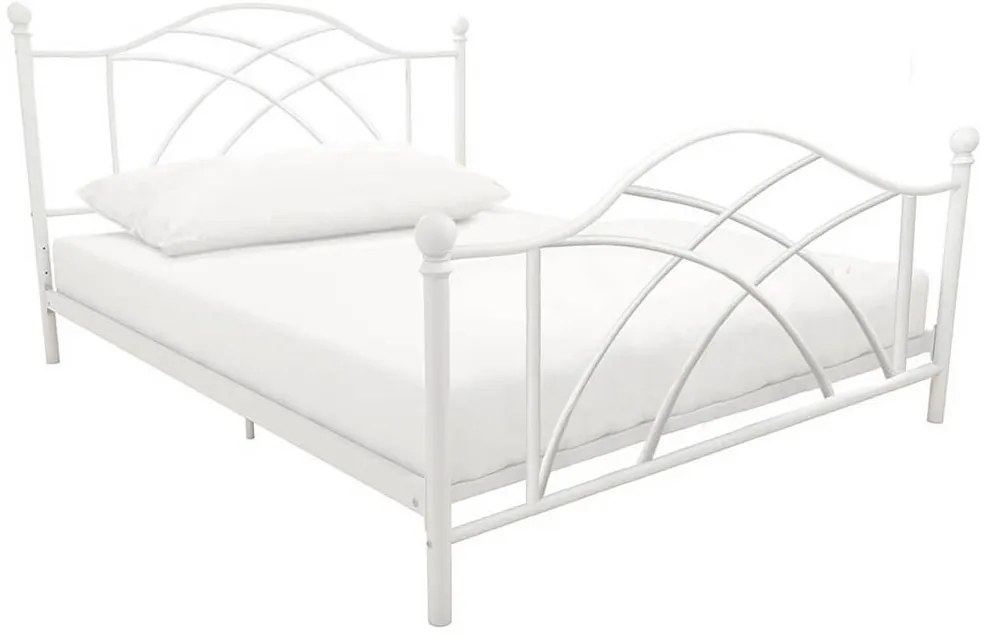 Lotti fém ágykeret ajándék ágyráccsal, több méretben és színben-Fehér 90x200 cm