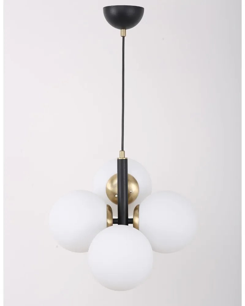 Fehér-fekete függőlámpa üveg búrával ø 15 cm Forte – Squid Lighting