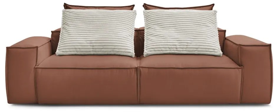 Sötétbarna bőrutánzat kanapé 260 cm Boheme – Bobochic Paris