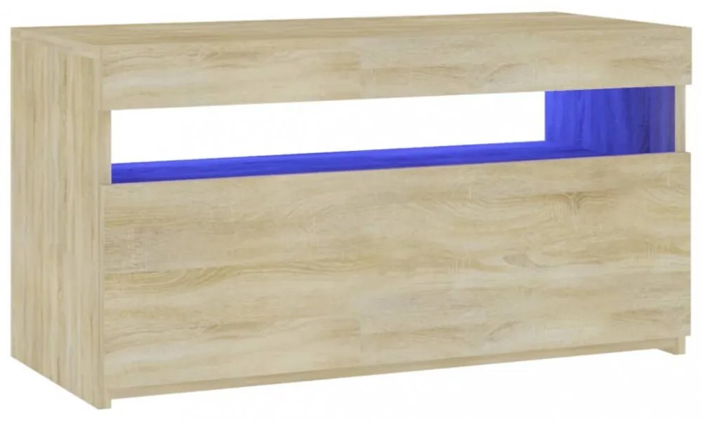 sonoma tölgy színű TV-szekrény LED-világítással 75 x 35 x 40 cm