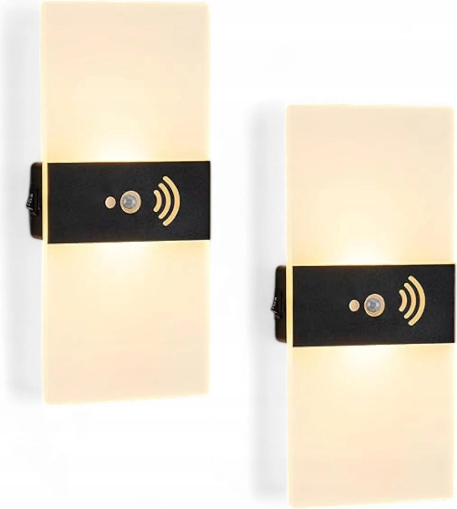 Fali Lámpa 2 db Beltéri, Mozgásérzékelővel, Vezeték Nélküli