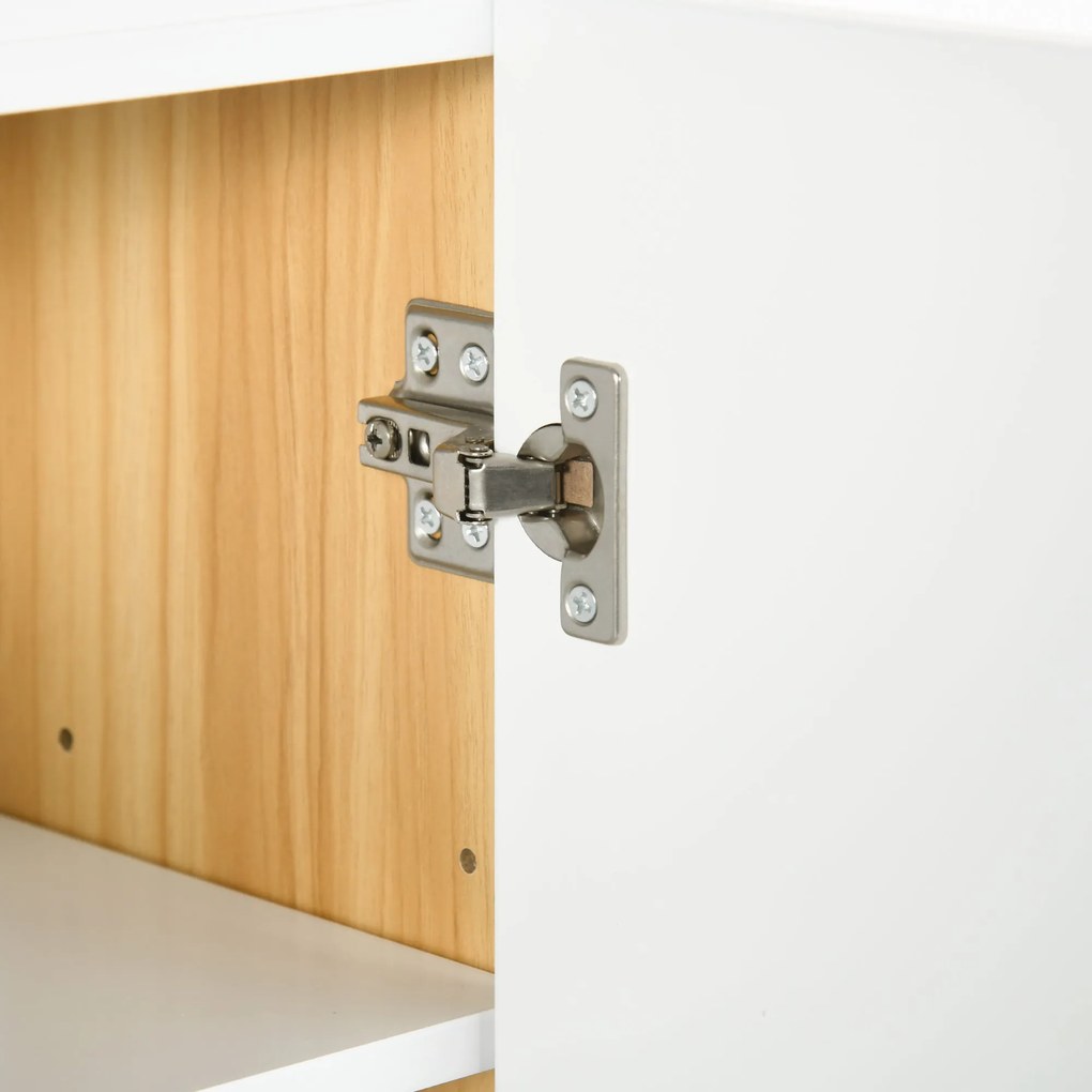 kleankin Fürdőszobai tükörszekrény 3 ajtóval, 4 állítható polccal 68 x 22 x 60 cm világos tölgy - fehér | Aosom