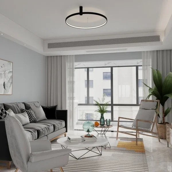 LED mennyezeti lámpa RING S 34W/230V 3000/4000/6000K, átmérő 60 cm, fekete