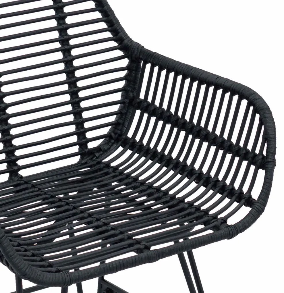 Étkezőszék 2 pcs Fekete 55 x 50 x 74 cm Rattan és Vas