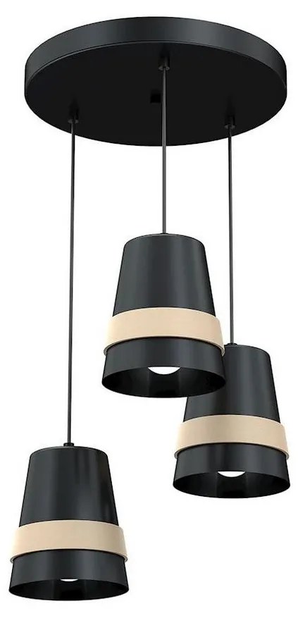 Csillár zsinóron VENEZIA 3xE27/60W/230V fekete