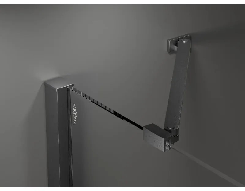 Mexen Velar Duo, tolózuhanyajtó nyitáshoz 180 cm, 8 mm szürke üveg, polírozott grafit, 871-180-000-42-66