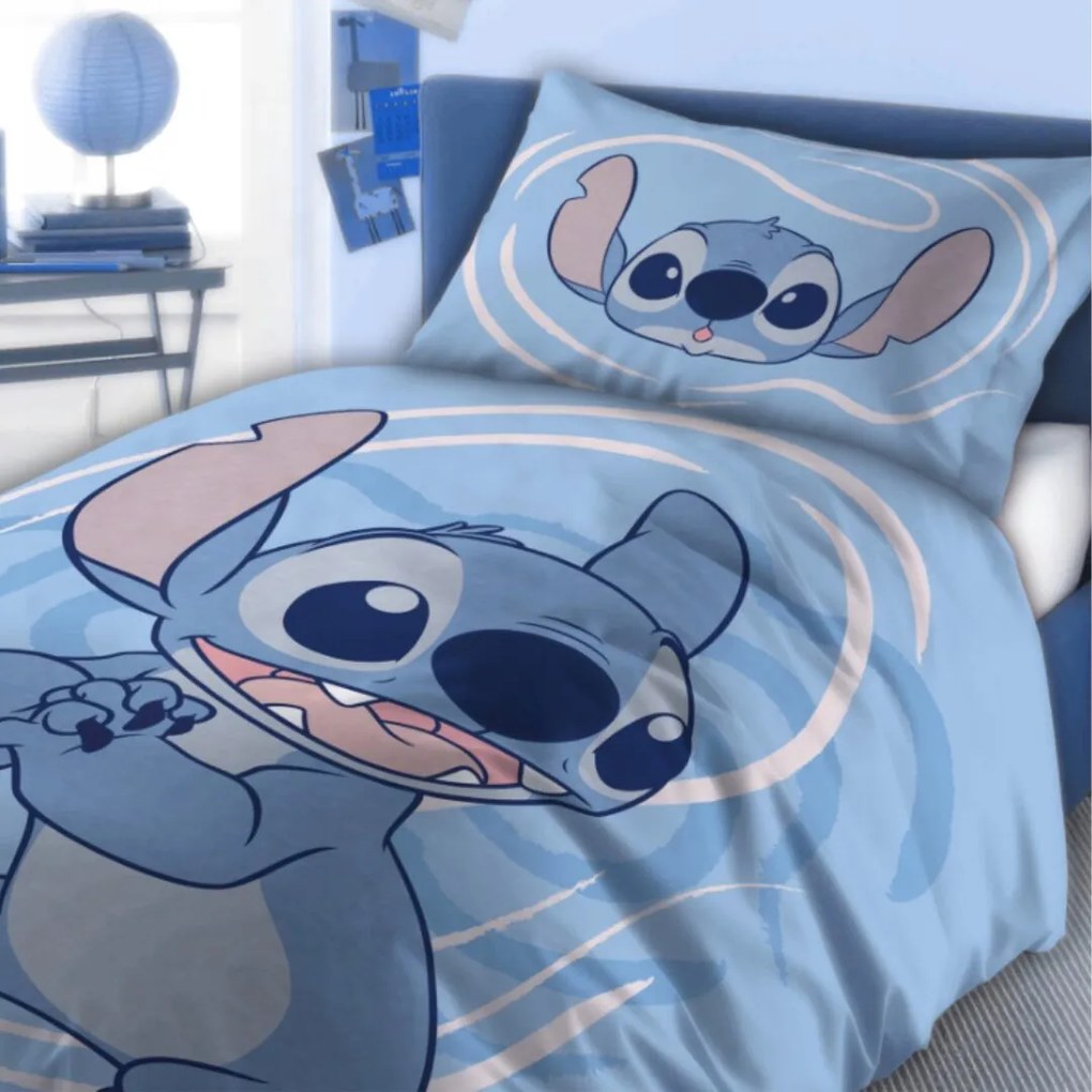 Disney Lilo and Stitch gyerek kék ágyneműhuzat 135x100cm+40x60cm Faro