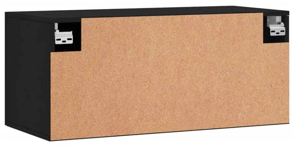 fekete szerelt fa faliszekrény 80 x 36,5 x 35 cm