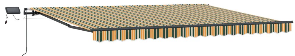 Kézi behúzható napellenző LED Zöld és Sárga 400x350 cm