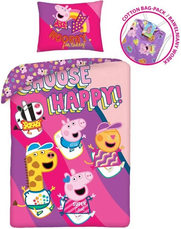 Peppa malac Choose Happy ágyneműhuzat 140×200cm, 70×90 cm