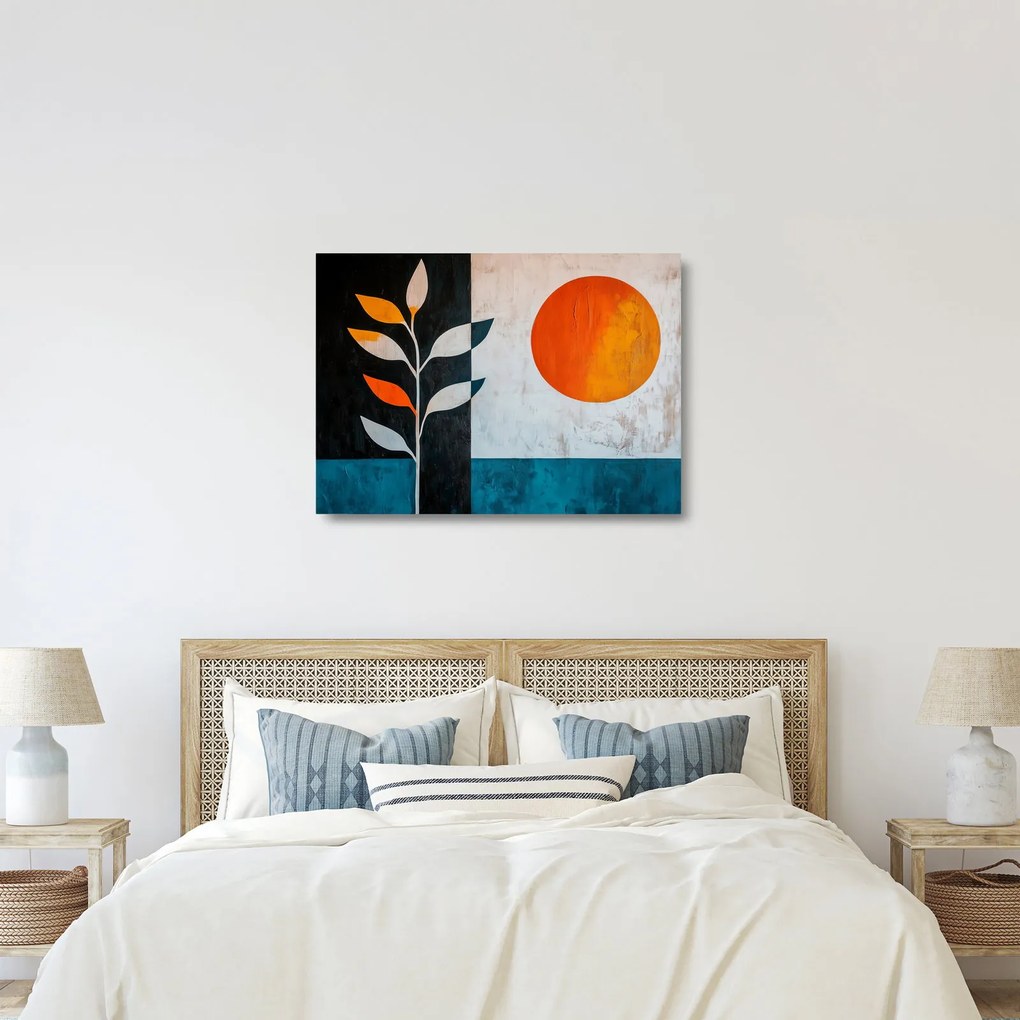 Üveg kép - Növény és nap absztrakciója (70x50 cm)