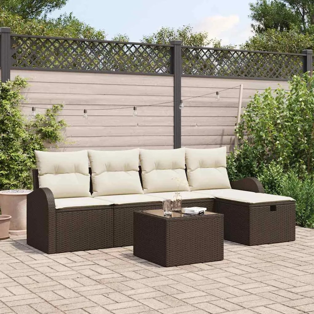 Kerti Kanapé Szett 6 pcs Barna és krémszínű 234 x 117 x 85 cm