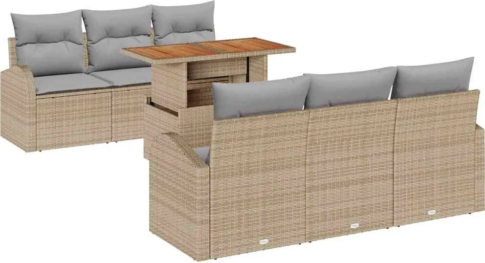 vidaXL Kerti Kanapé Szett párnával 7 pcs bézs és világosszürke