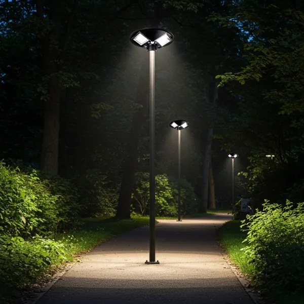 LED napelemes utcai lámpa érzékelővel, 15W/6V, 6500K, IP65, fekete + távirányító