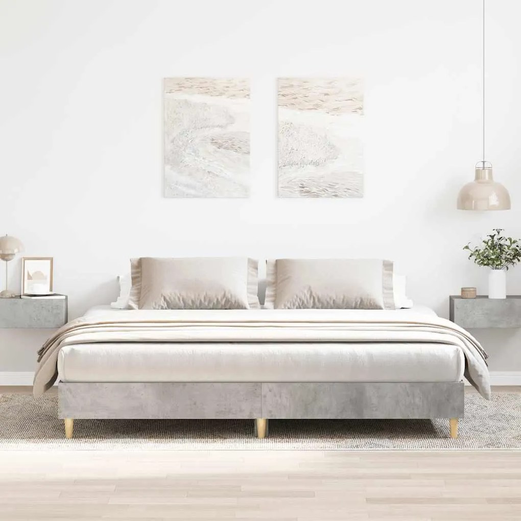 betonszürke szerelt fa ágykeret matrac nélkül 200 x 200 cm
