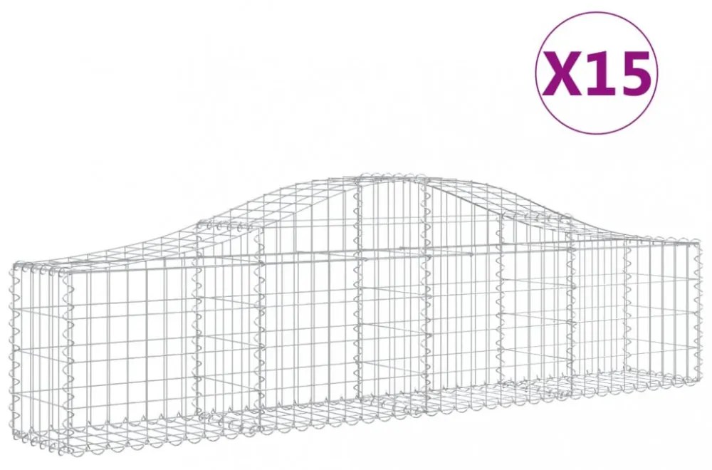 15 db íves horganyzott vas gabion kosár 200x30x40/60 cm
