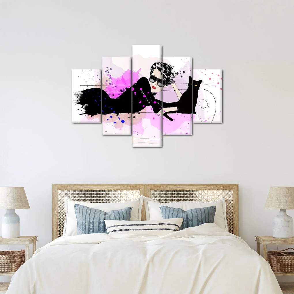 Kép - Nő egy fekete macskával (150x105 cm)