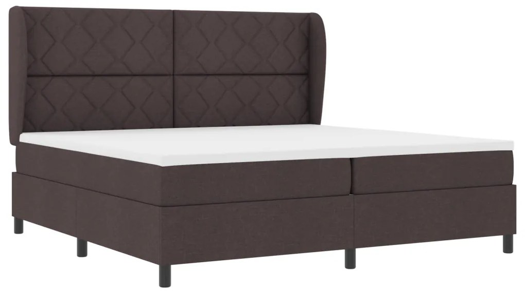 Boxspring Ágy Matrac Kárpitozott Sötétbarna, 200x200 cm