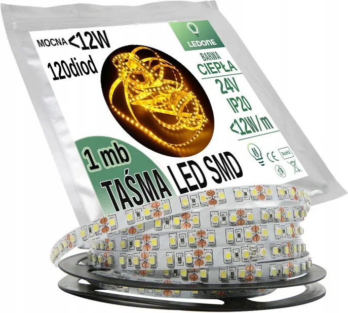 Erős Prémium Led szalag 24V 600 IP20 Meleg 1m