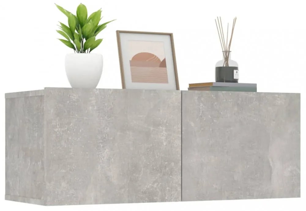 2 db betonszürke szerelt fa TV-szekrény 80 x 30 x 30 cm