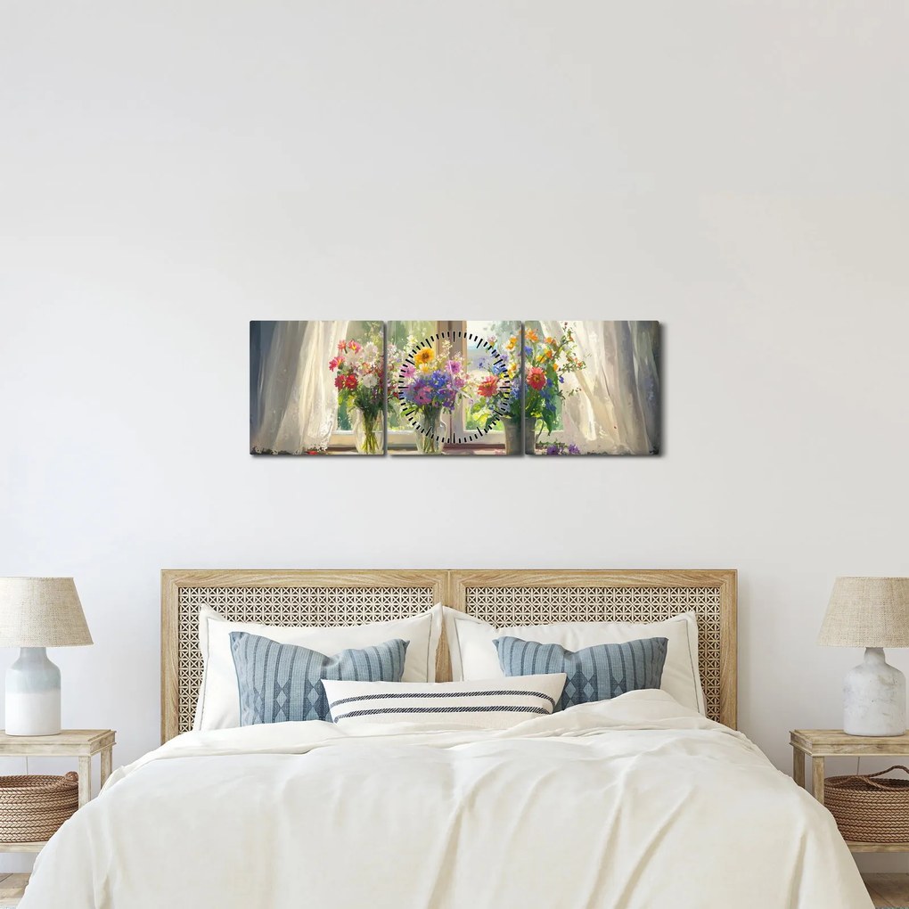 Kép - Csokor az ablaknál (órával) (90x30 cm)